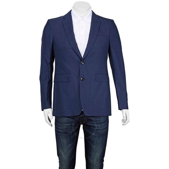 Burberry Classic Fit Wool Tailored Blazer Steel Blue Melange NWT